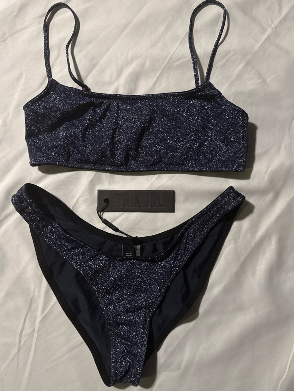 triangl swimwear Navy Sparkle Bralette Bikini Set